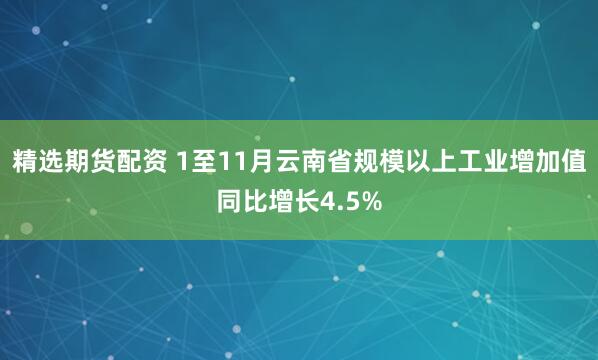 精选期货配资 1至11月云南省规模以上工业增加值同比增长4.5%