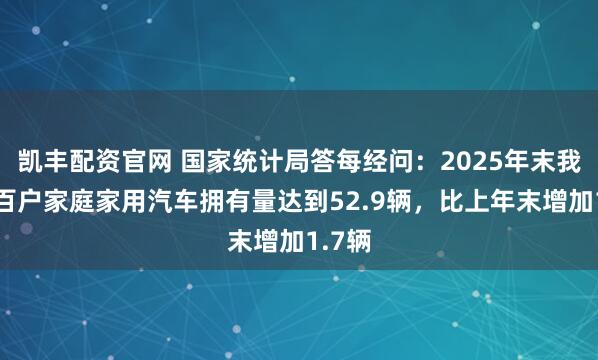凯丰配资官网 国家统计局答每经问：2025年末我国每百户家庭家用汽车拥有量达到52.9辆，比上年末增加1.7辆